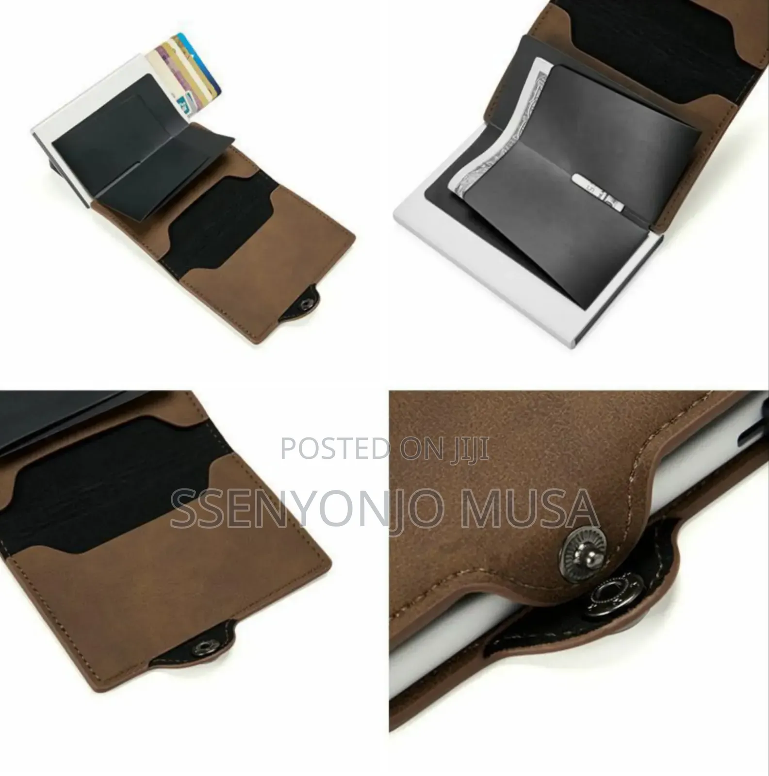 Aluminum Leather Credit Card Holder Wallet