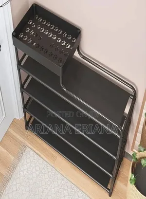 5layers Black Multifunction Shoe Rack