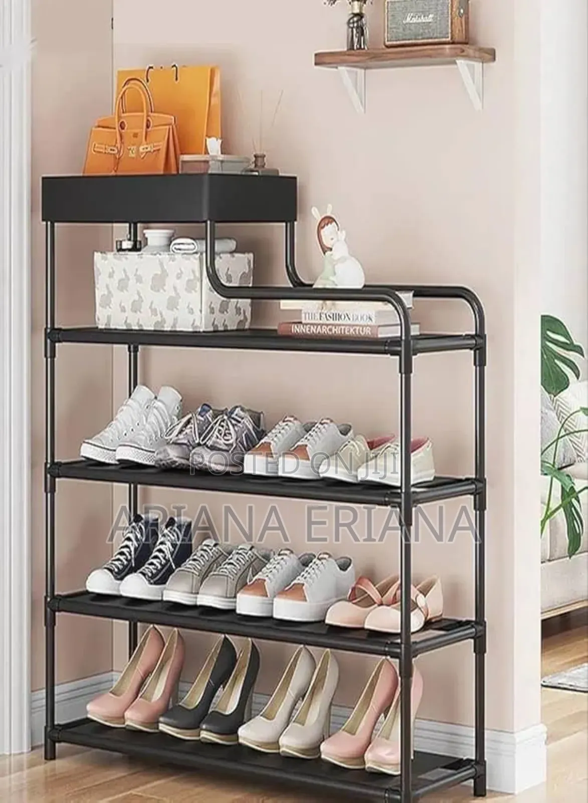 5layers Black Multifunction Shoe Rack