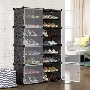 8layers Plastic Shoe Rack-Black