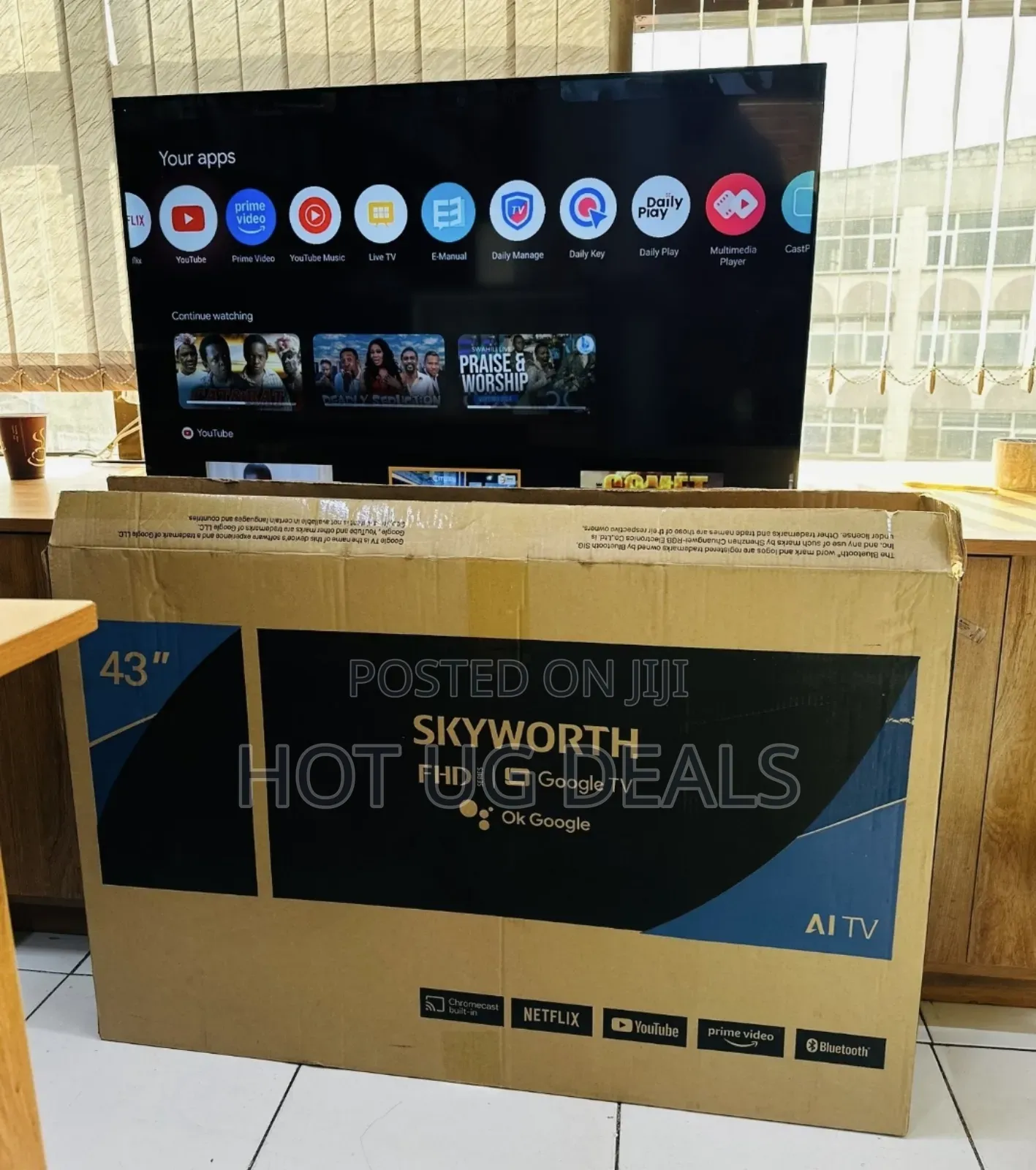 Skyworth 43 Inch Smart Google Tv Full Hd  With Netflix-black