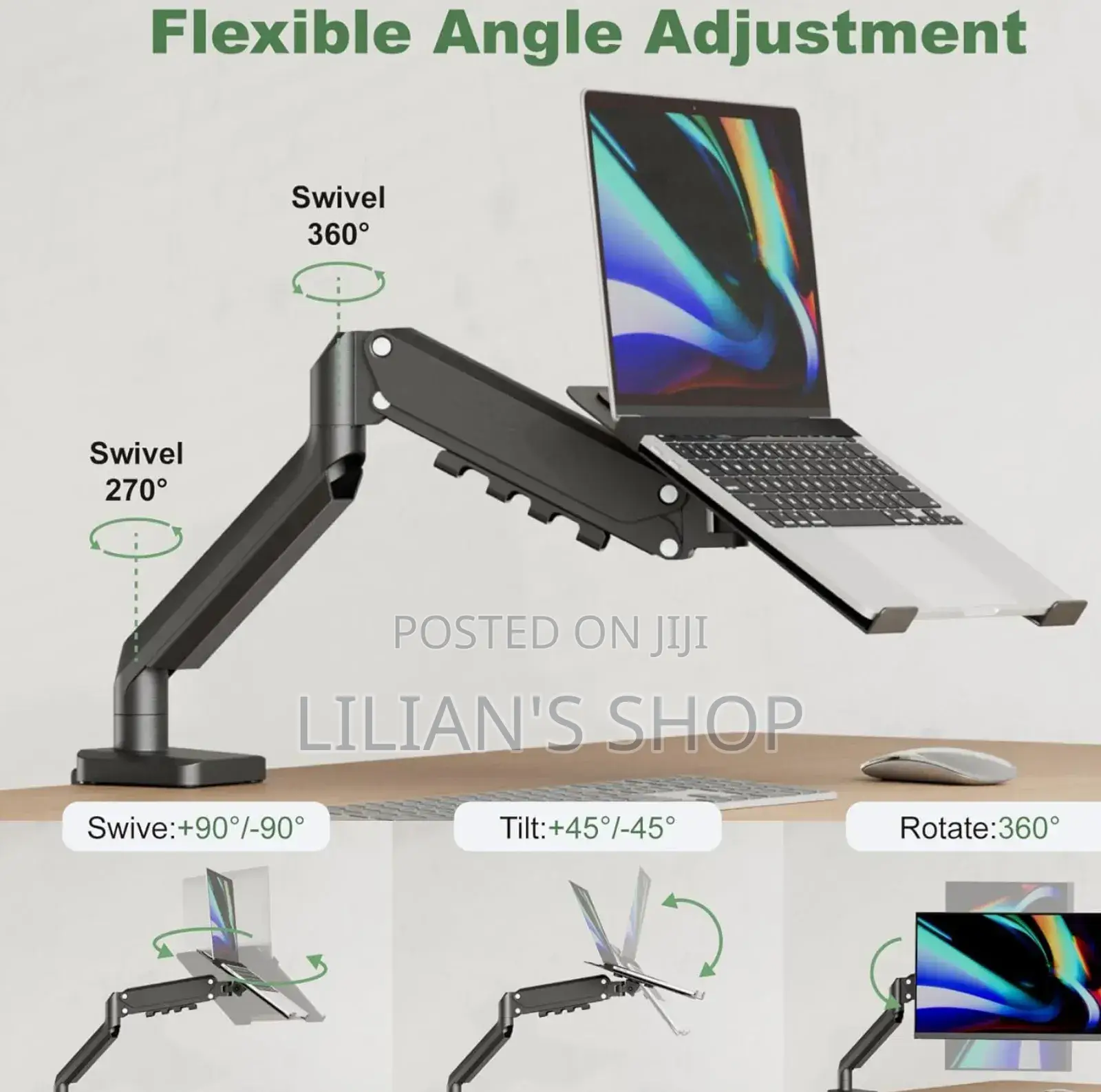 2in1 Adjustable Clippable Laptop Holder