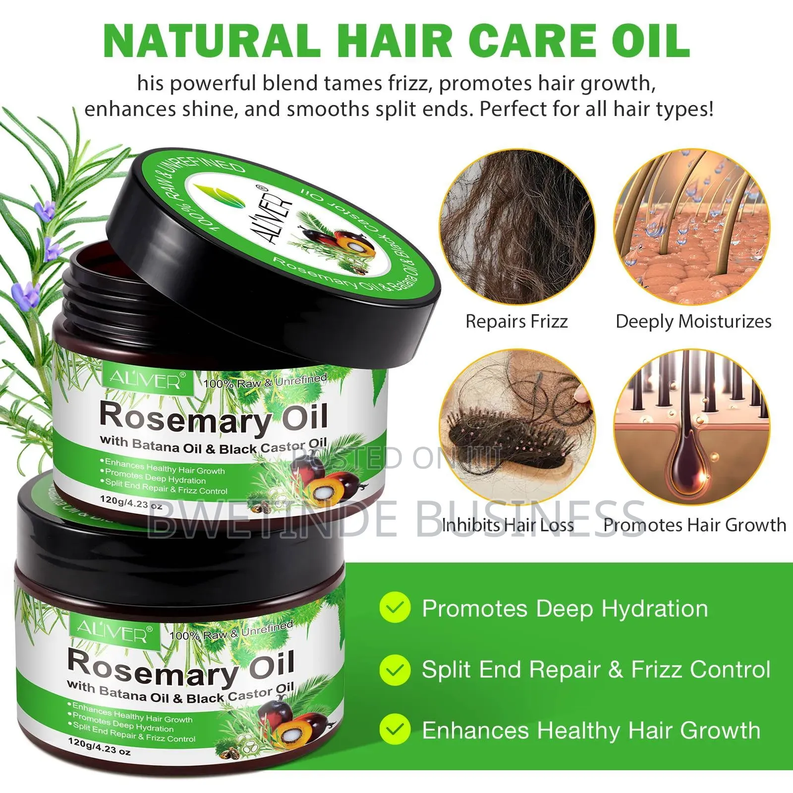 Batana Rosemary Hair Oil for Scalp Hair Strengthening