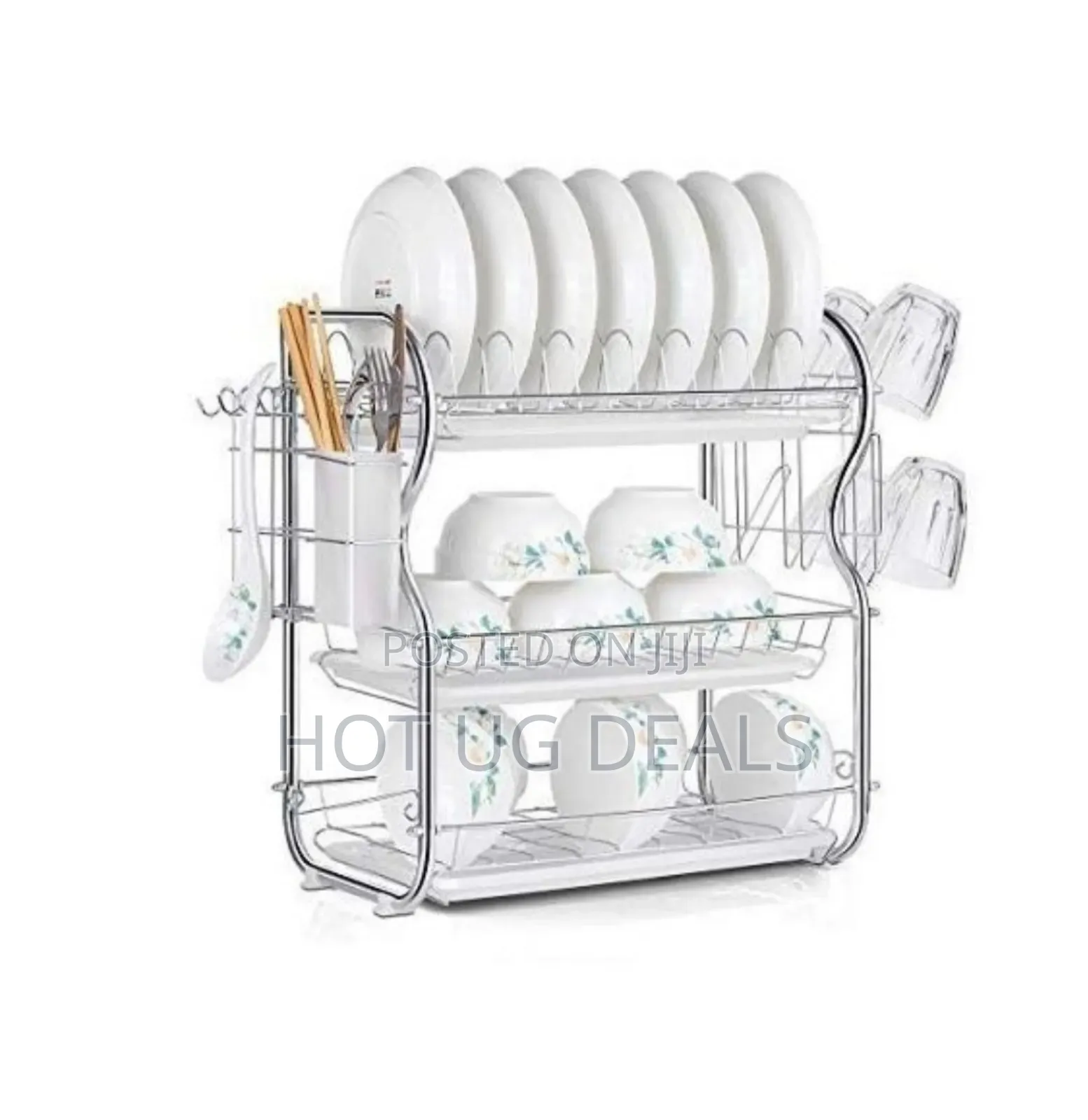 3 Tier Stainless Steel Dish Drying Rack – Silver
