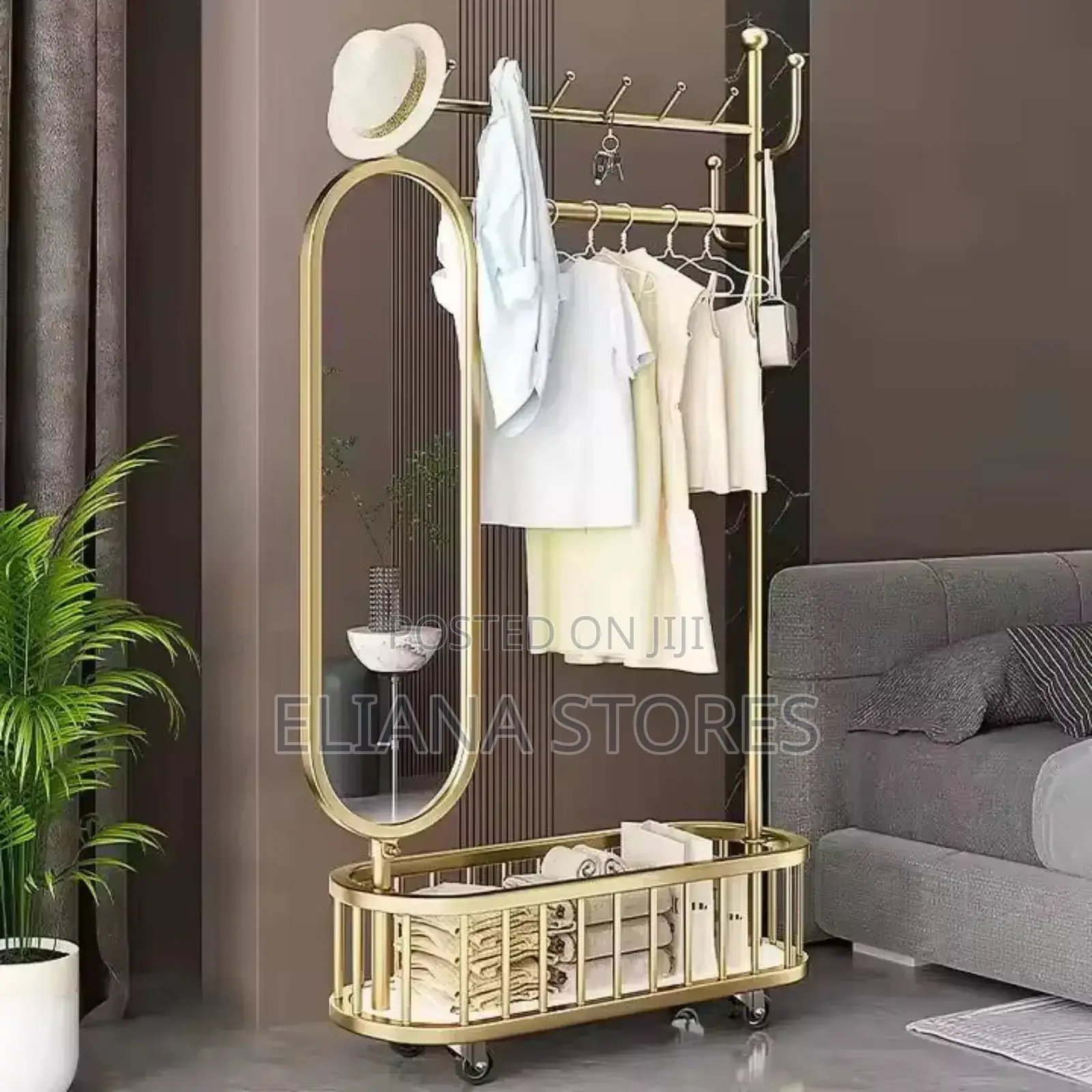 Multipurpose Cloth Rack With Mirror