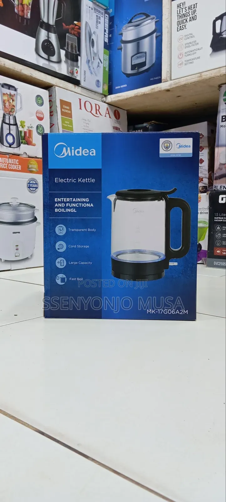Midea Electric Kettle 1.8l Transparent Glass With Auto Shut-Off