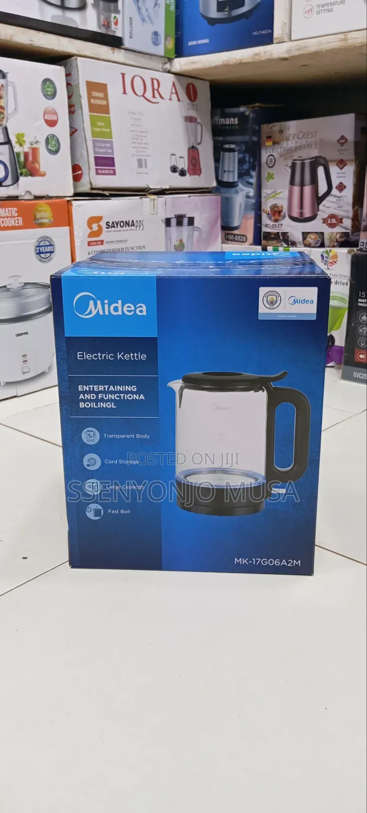 Midea Electric Kettle 1.8l Transparent Glass With Auto Shut-Off