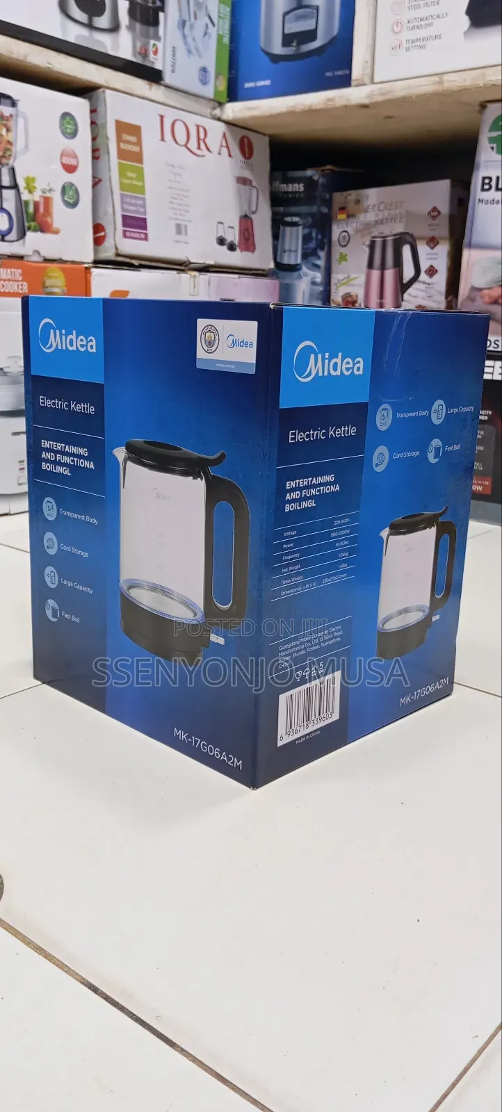Midea Electric Kettle 1.8l Transparent Glass With Auto Shut-Off