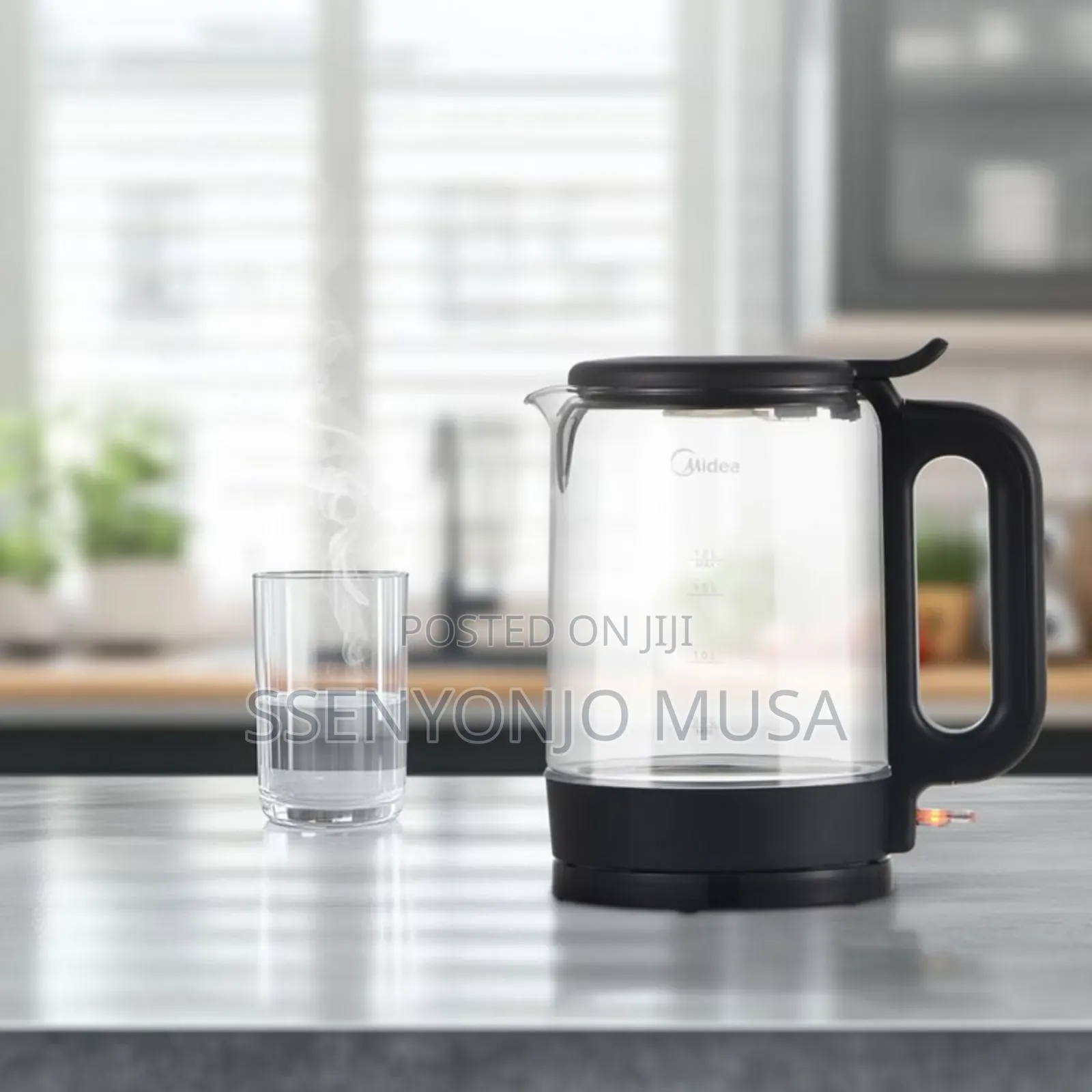 Midea Electric Kettle 1.8l Transparent Glass With Auto Shut-Off