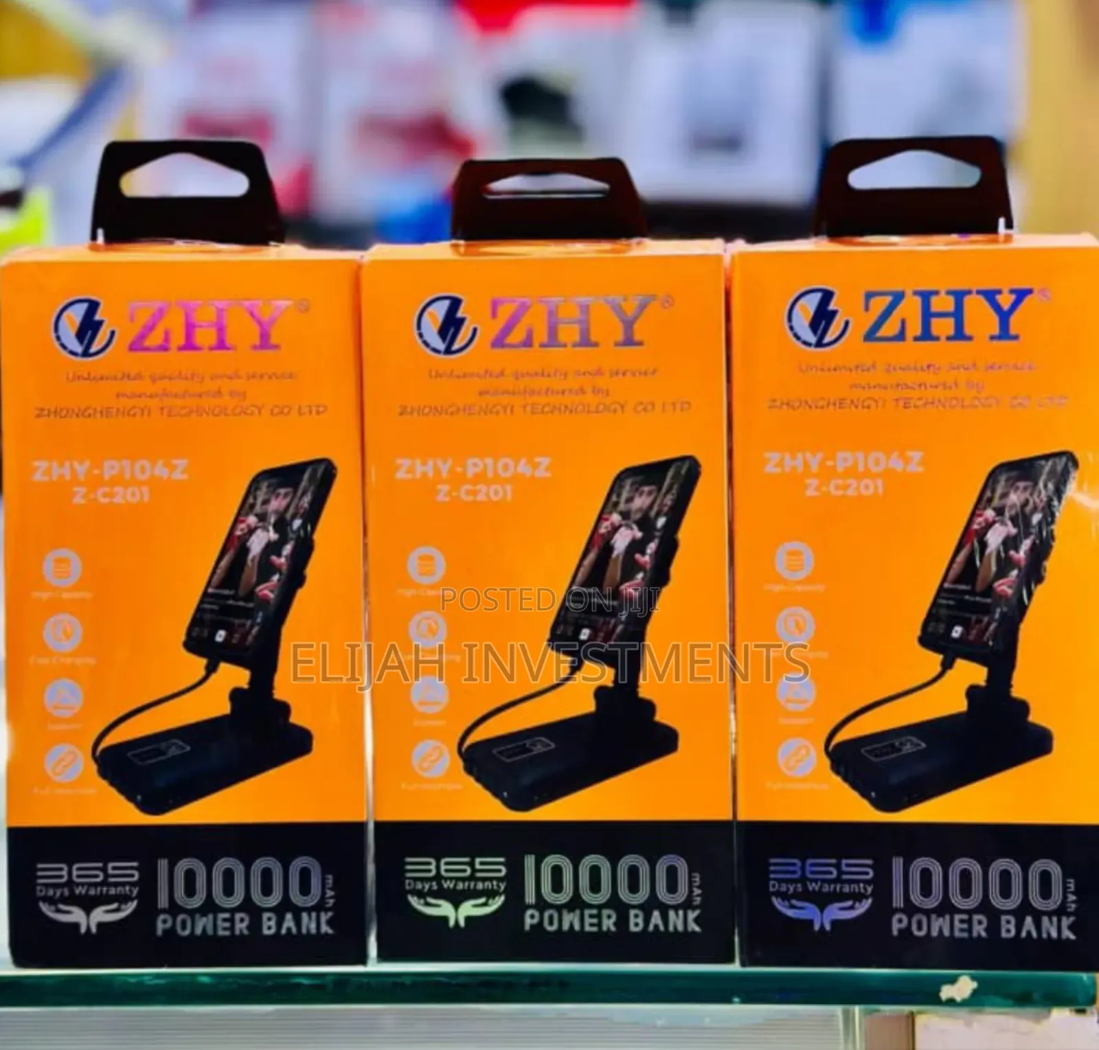 Zhy 2in1 10000mah Power Bank With Foldable Phone Holder