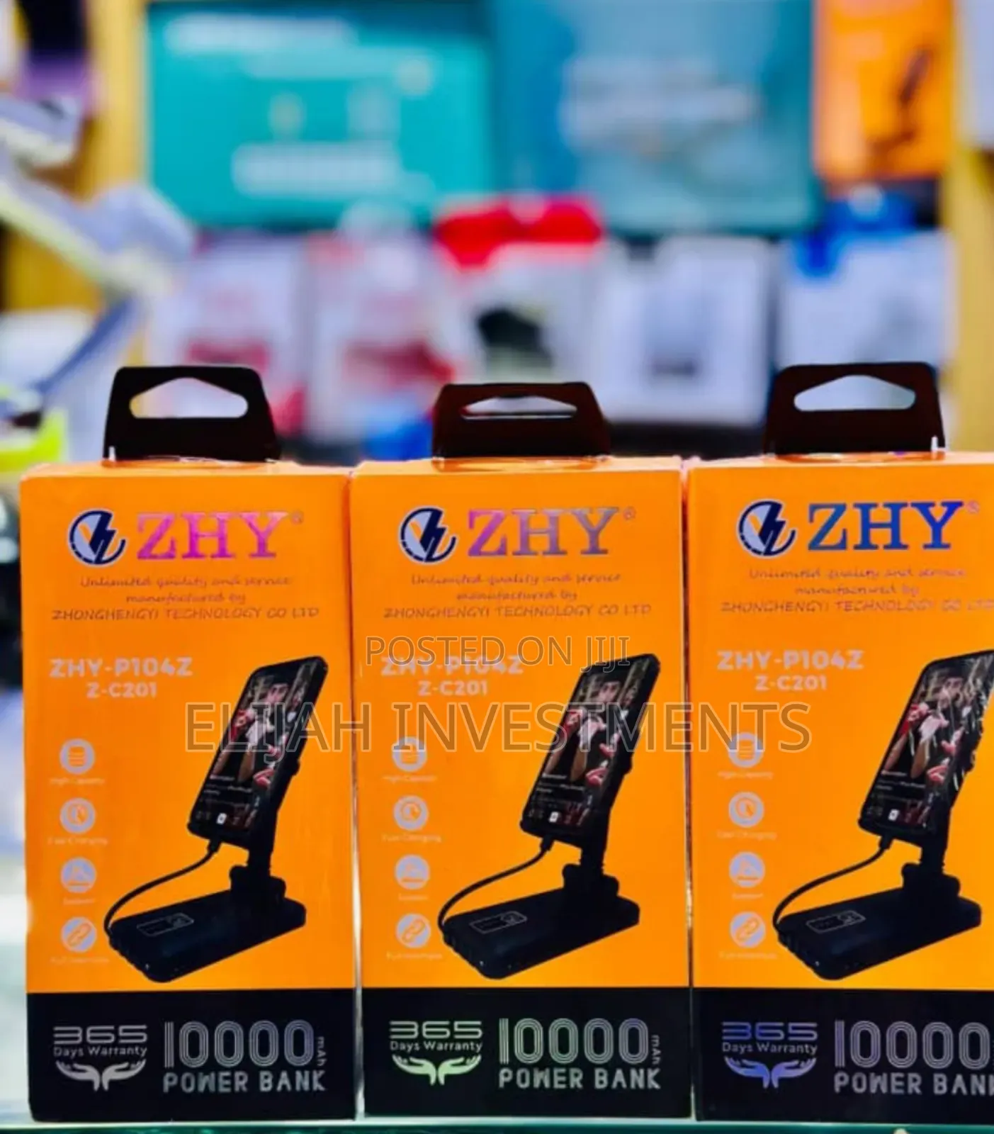 Zhy 2in1 10000mah Power Bank With Foldable Phone Holder