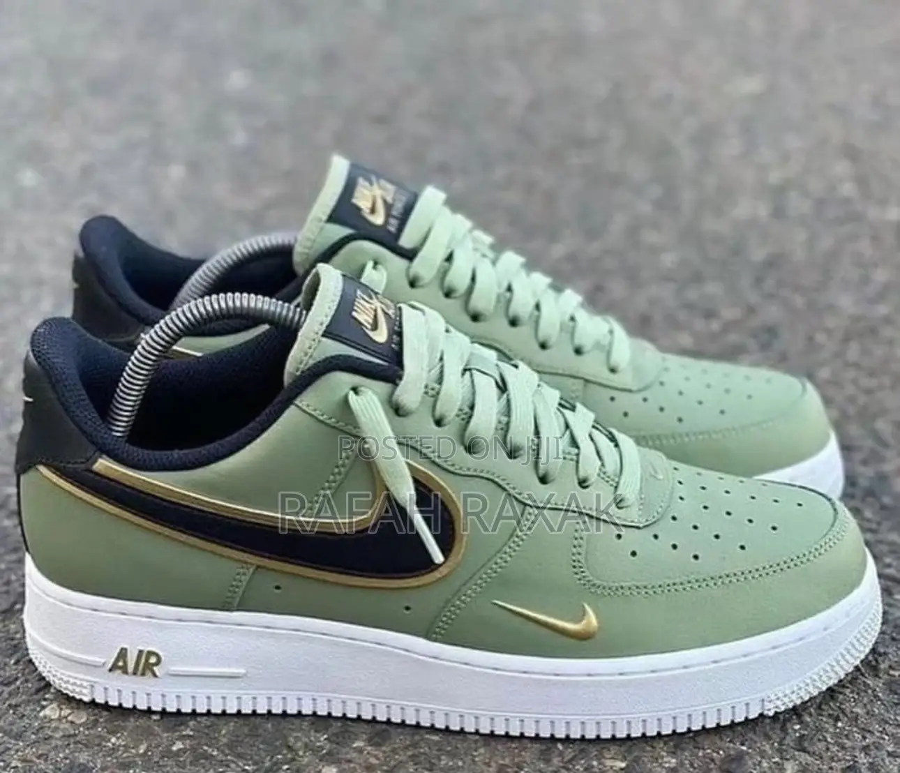 Original Green/White/Gold Nike Air Force 1 Low 07 Sneakers