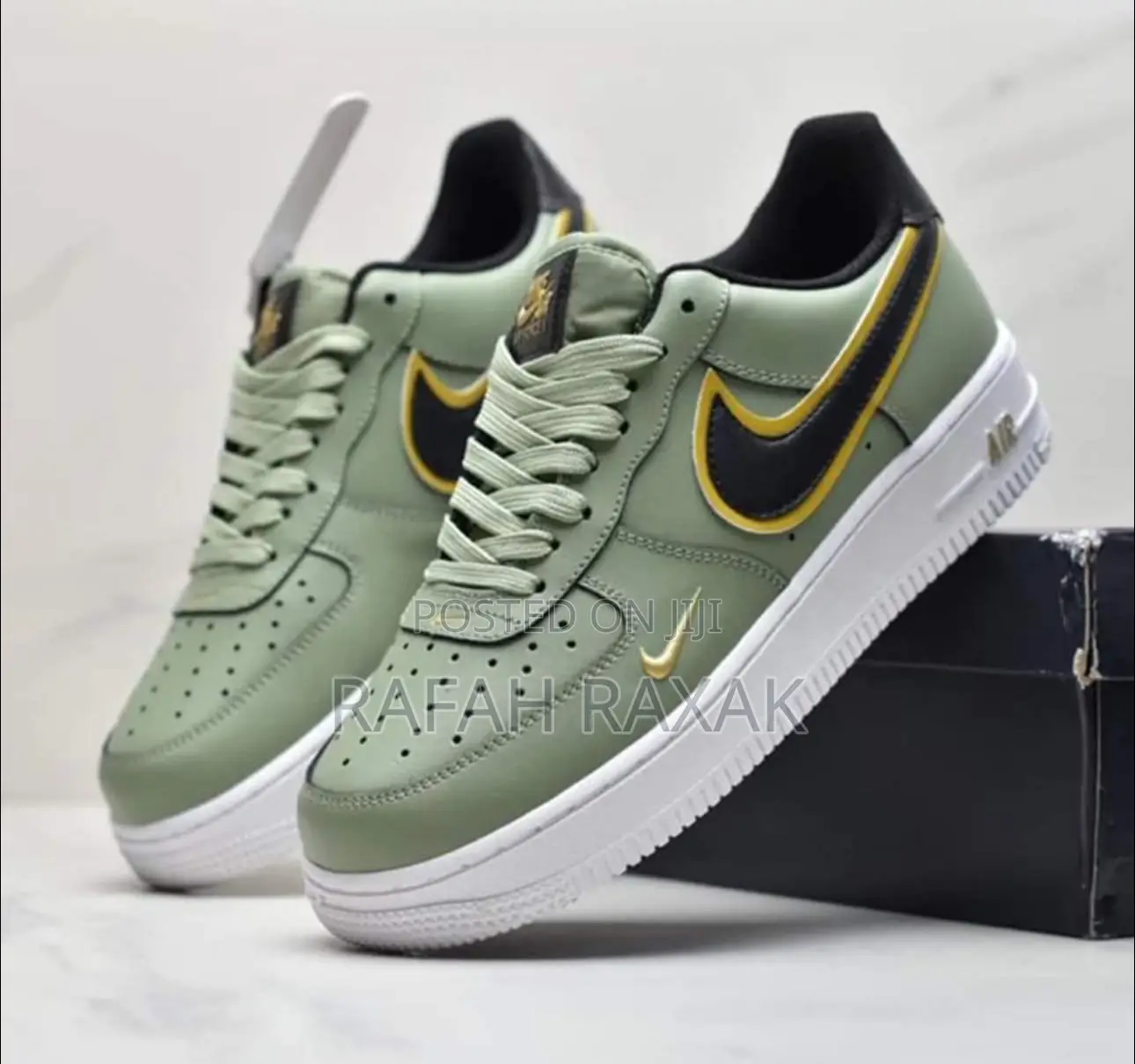 Nike Air Force 1 Low Olive Green Metallic Gold Double Swoosh