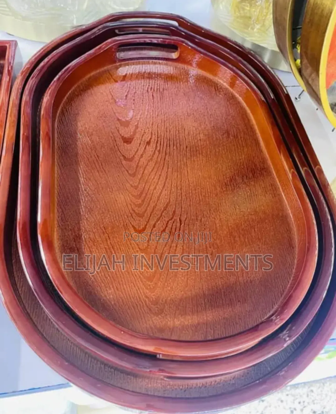 3pcs Oval-Shaped Bamboo Serving Trays