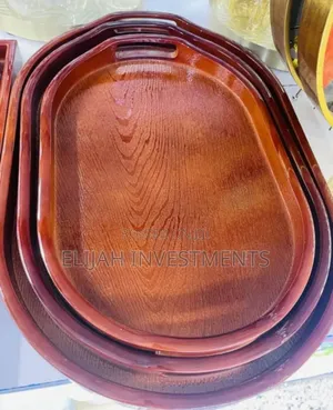 3pcs Oval-Shaped Bamboo Serving Trays