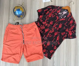 2pc Shirt and Shorts in Black and Red