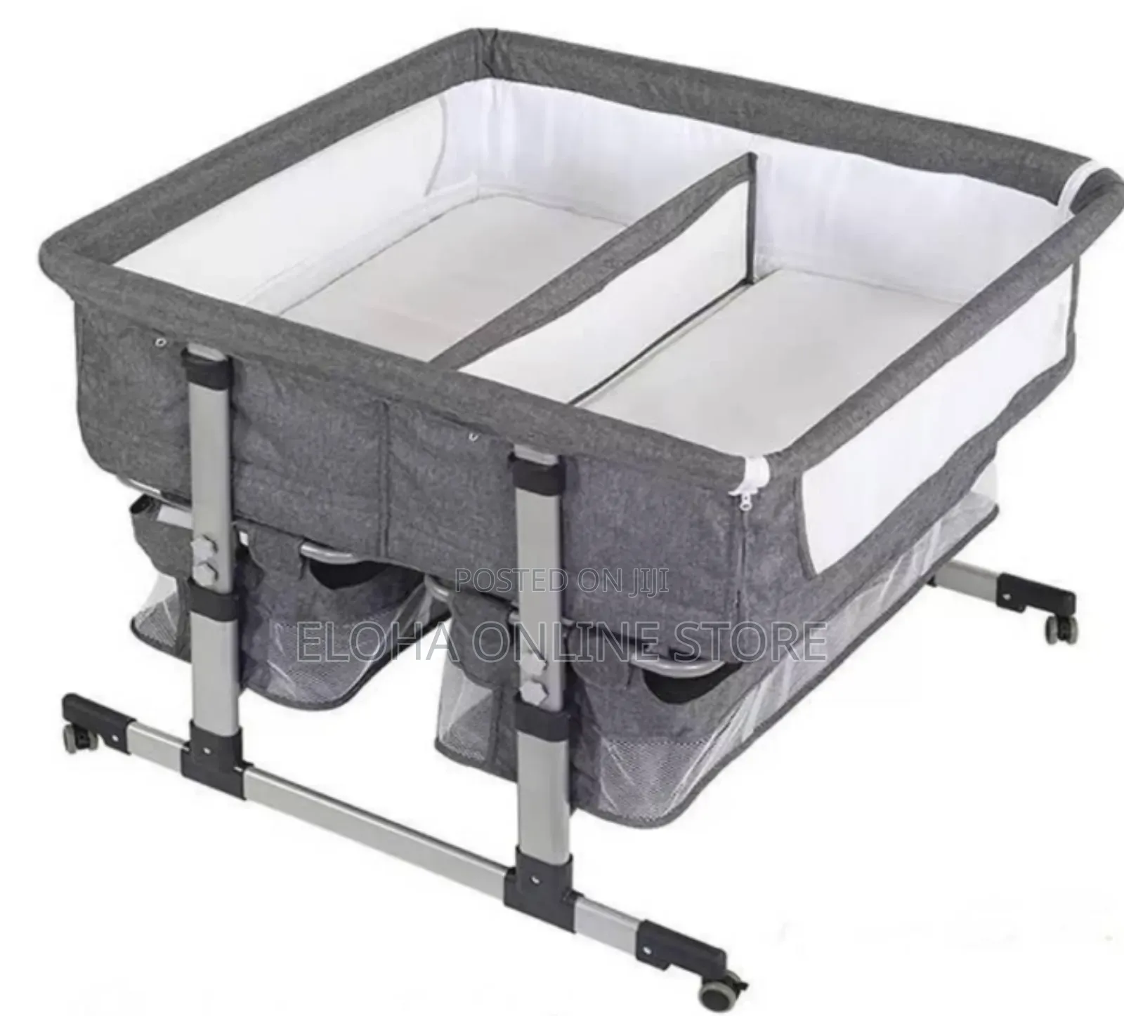 Foldable and Portable Twin Baby Bassinet Bedside Cot