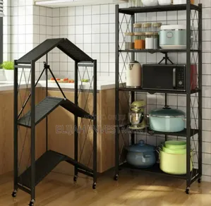 5tier Steel Black Foldable Kitchen Cart