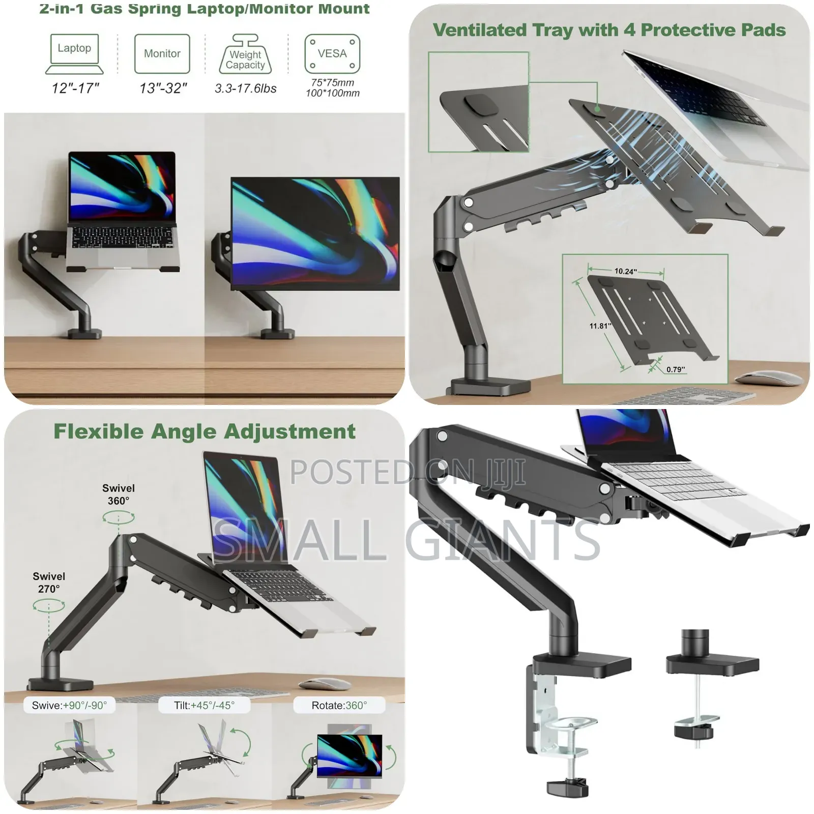 2in1 Adjustable Clippable Laptop/ Monitor Holder