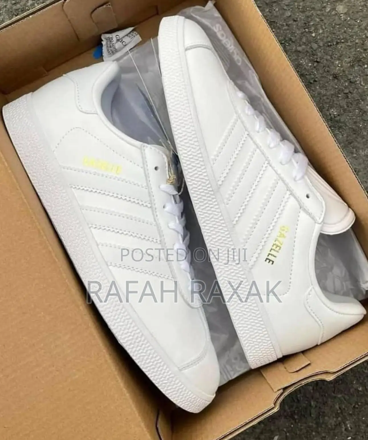 Original Unisex Triple White Adidas Gazelle Leather Sneakers