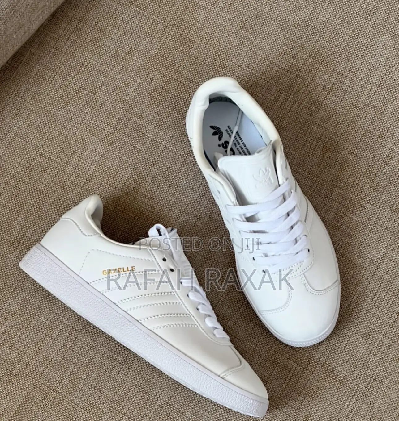 Original Unisex Triple White Adidas Gazelle Leather Sneakers