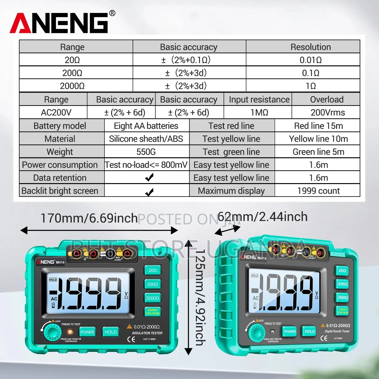 Aneng Mh14 Earth Resistance Tester