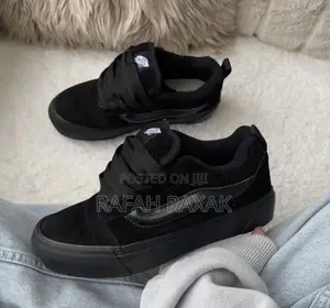 Original Triple Black Vans Knu Skool Suede Plaid Sneakers