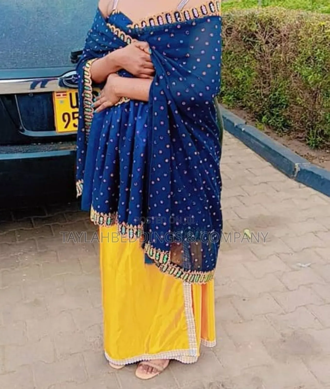 Navy Blue Yellow Traditional Kinyakonle Wear