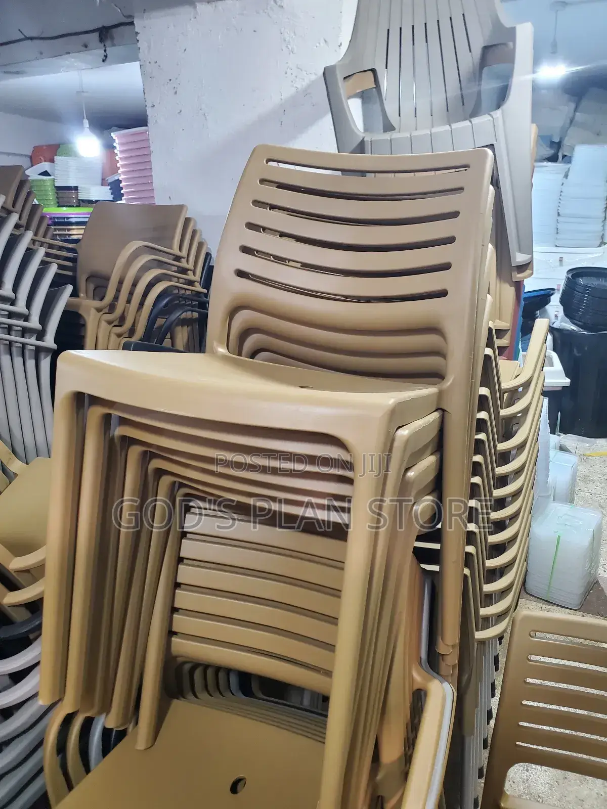 Garden Armless Plastic Chairs (Gray)