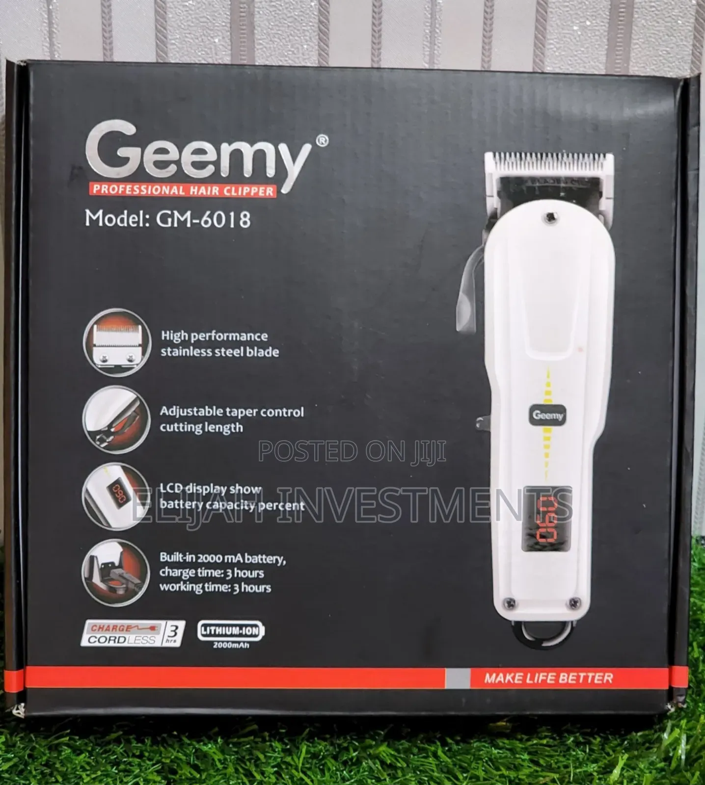 Geemy 6018 Stainless Steel Blade Rechargeable Clipper