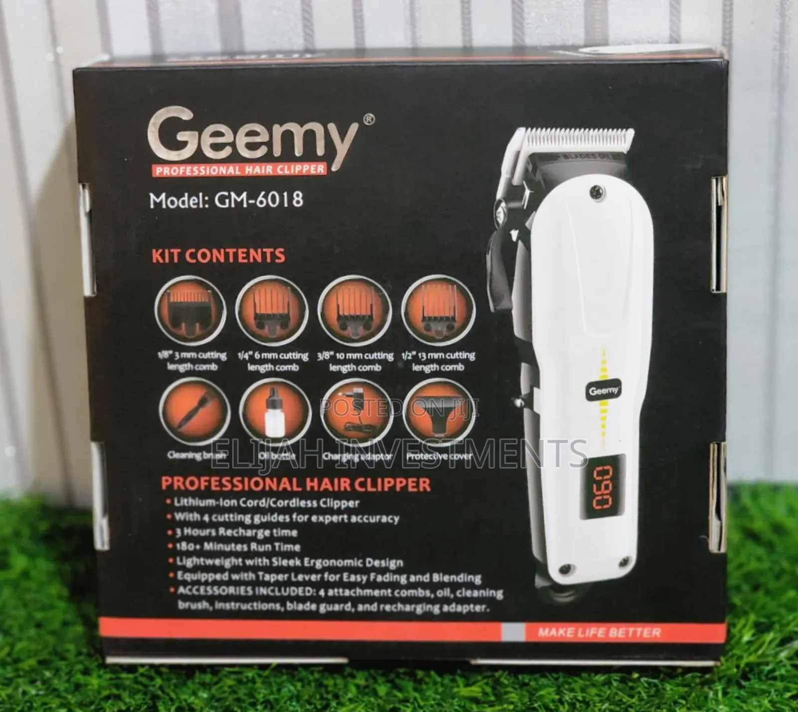 Geemy 6018 Stainless Steel Blade Rechargeable Clipper