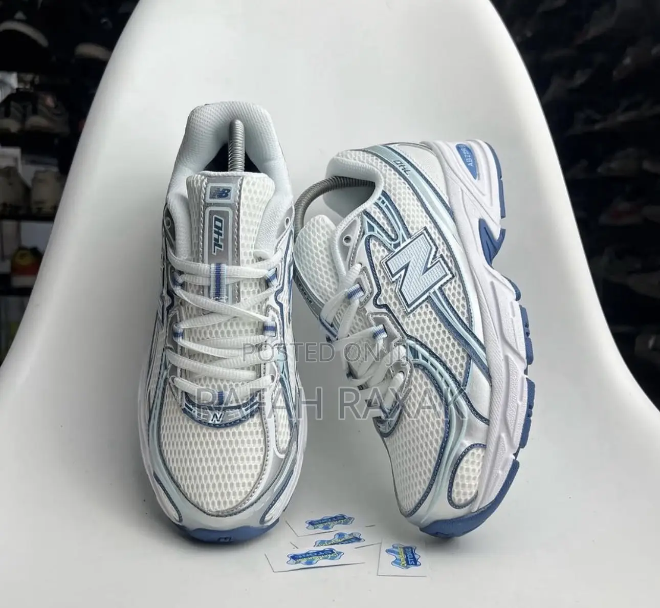 Classic White/Blue New Balance 740 Running Sneakers