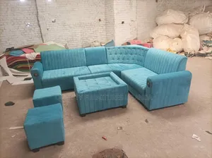 Photo - Sheesham 6 Sitter Fabric Sofa Set