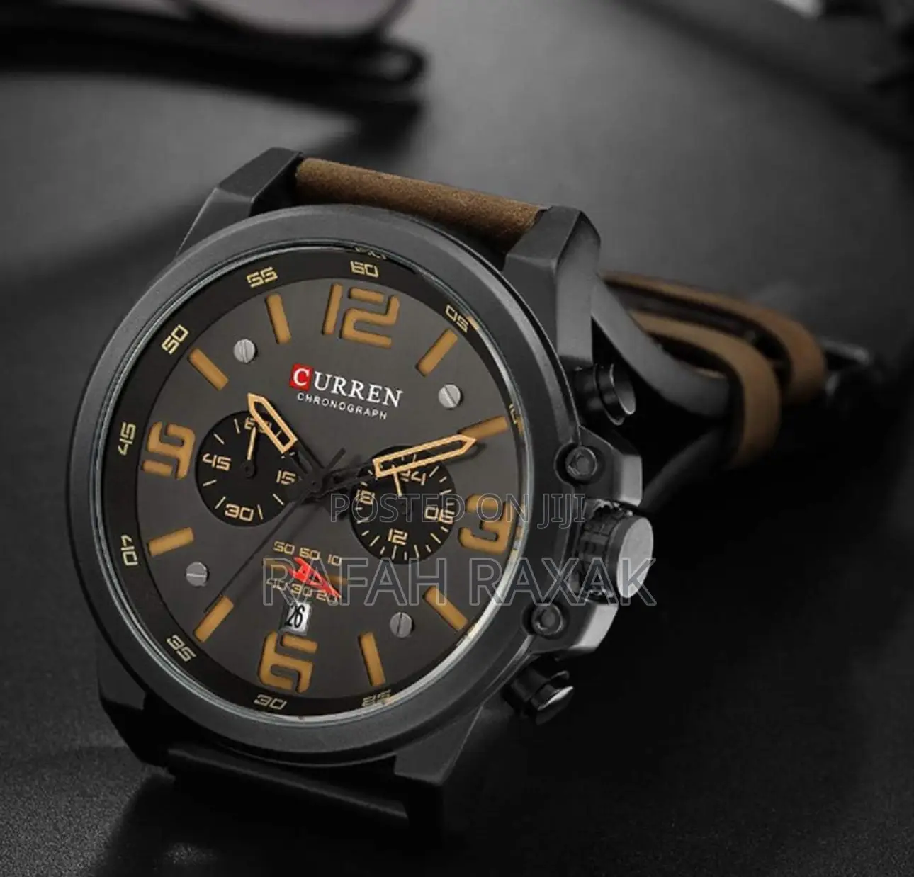 Original Men’S Curren Chronograph Coffee Brown Leather Watch