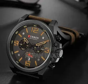 Original Men’S Curren Chronograph Coffee Brown Leather Watch