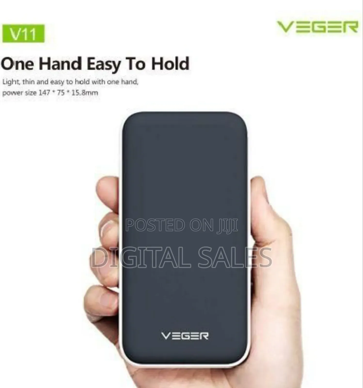Veger V11 Power Bank 25000mah 2 Usb Out Put - Black