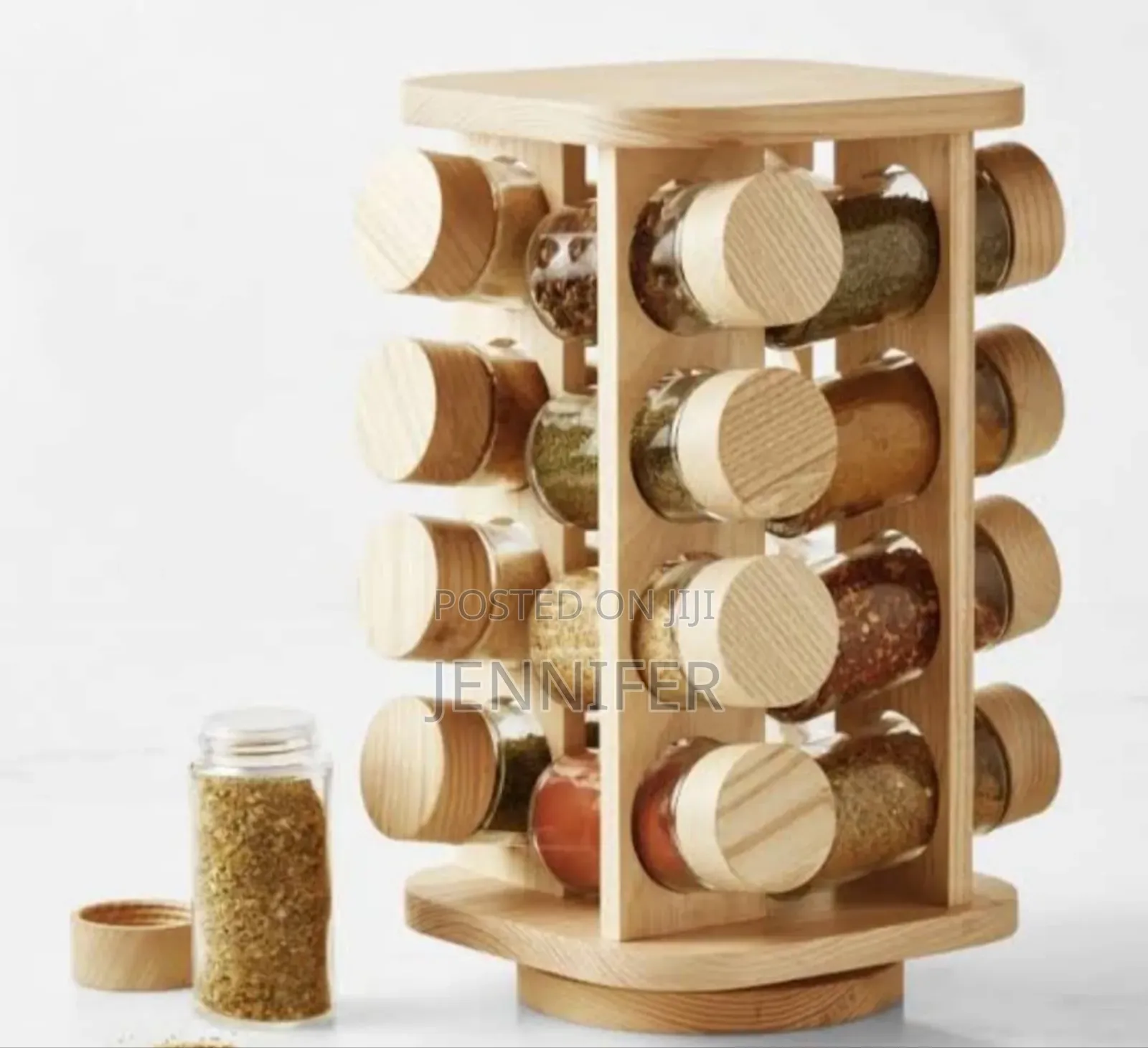 Heavy Duty Bamboo Countertop 16jar Spice Rack Rotating