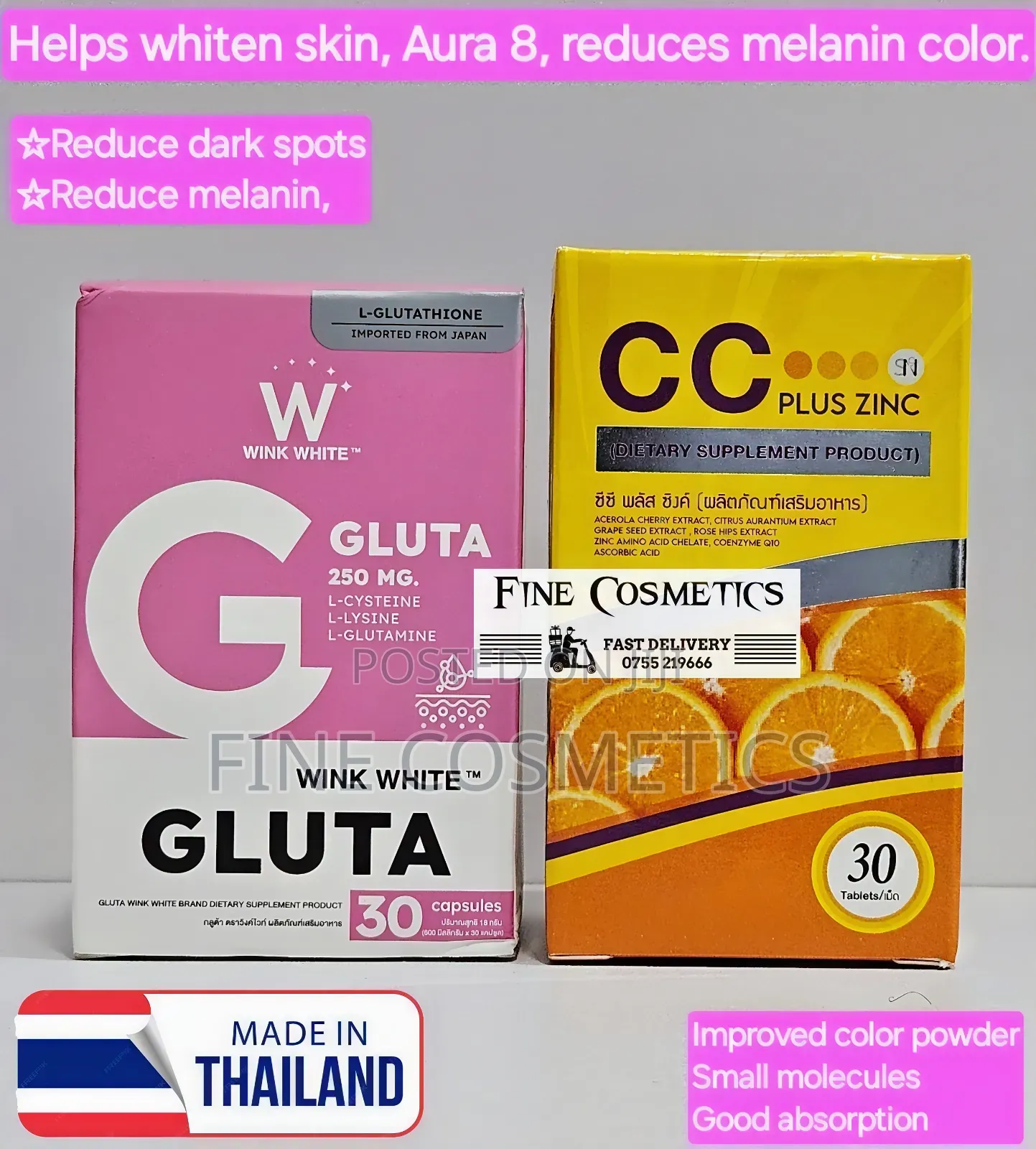 Wink White + Cc Zinc Vitamin C, Skin Whitening Dietary Pills