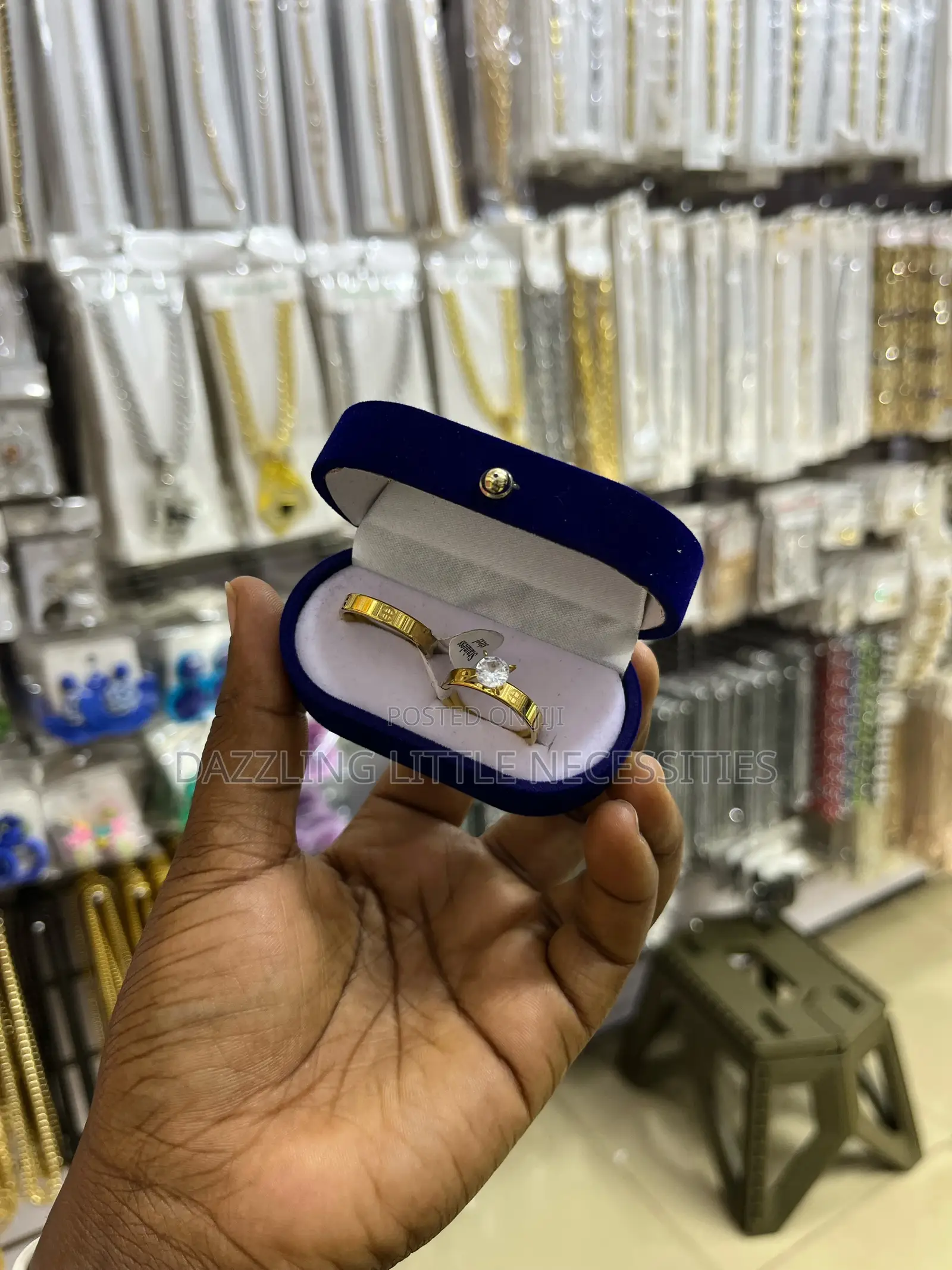Velvet Dual Ring Box - Blue