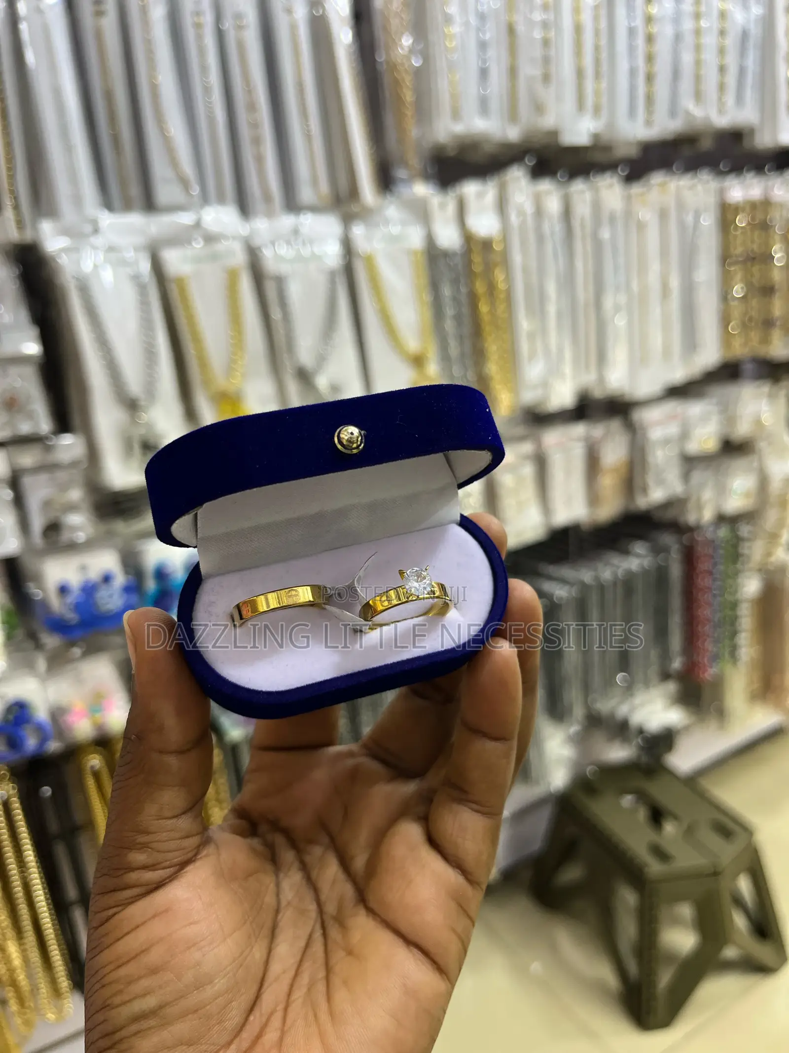 Velvet Dual Ring Box - Blue