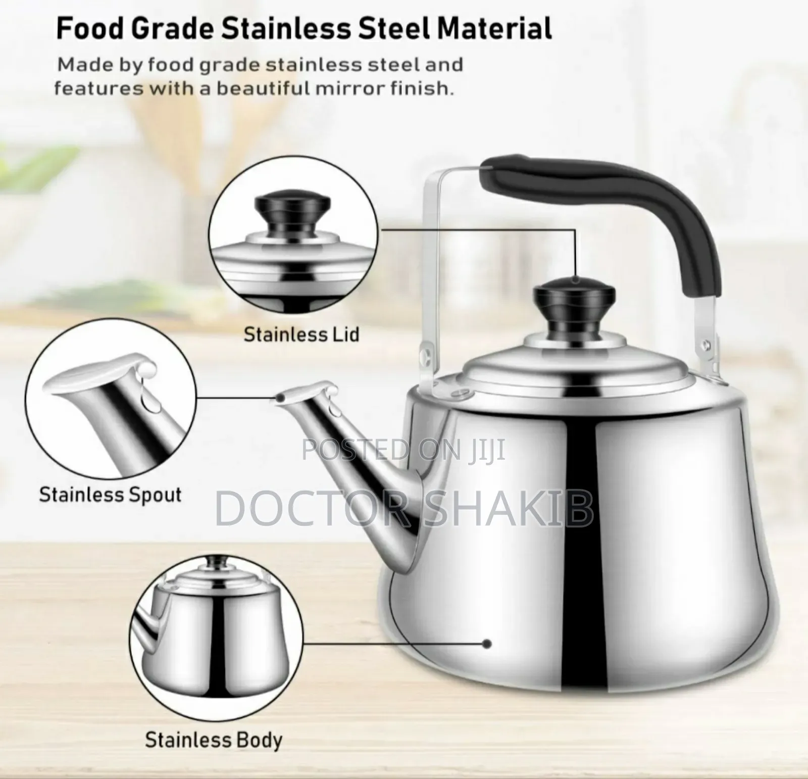 5l Stainless Steel Durable Stovetop Whistling Kettle