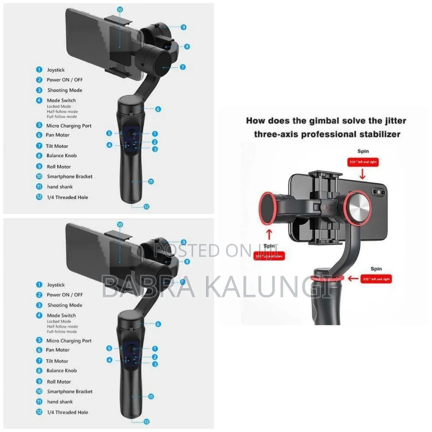 3-Axis Gimbal for Smartphones and Action Cameras