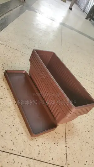 Coffee Brown Rectangular Plastic Flower Pots Large