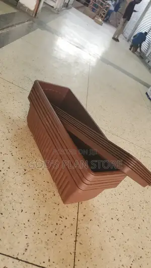 Coffee Brown Rectangular Plastic Flower Pots Large