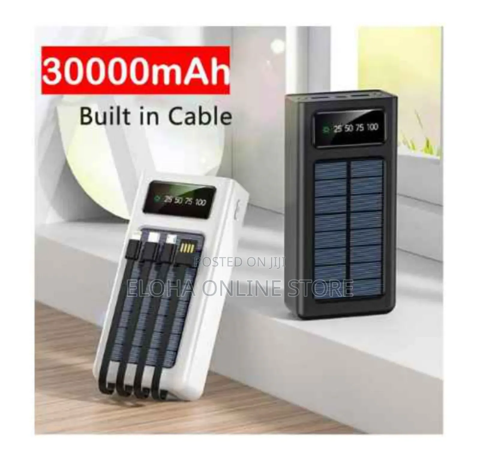 Multi Cable 30000mah Solar Travel Powerbank