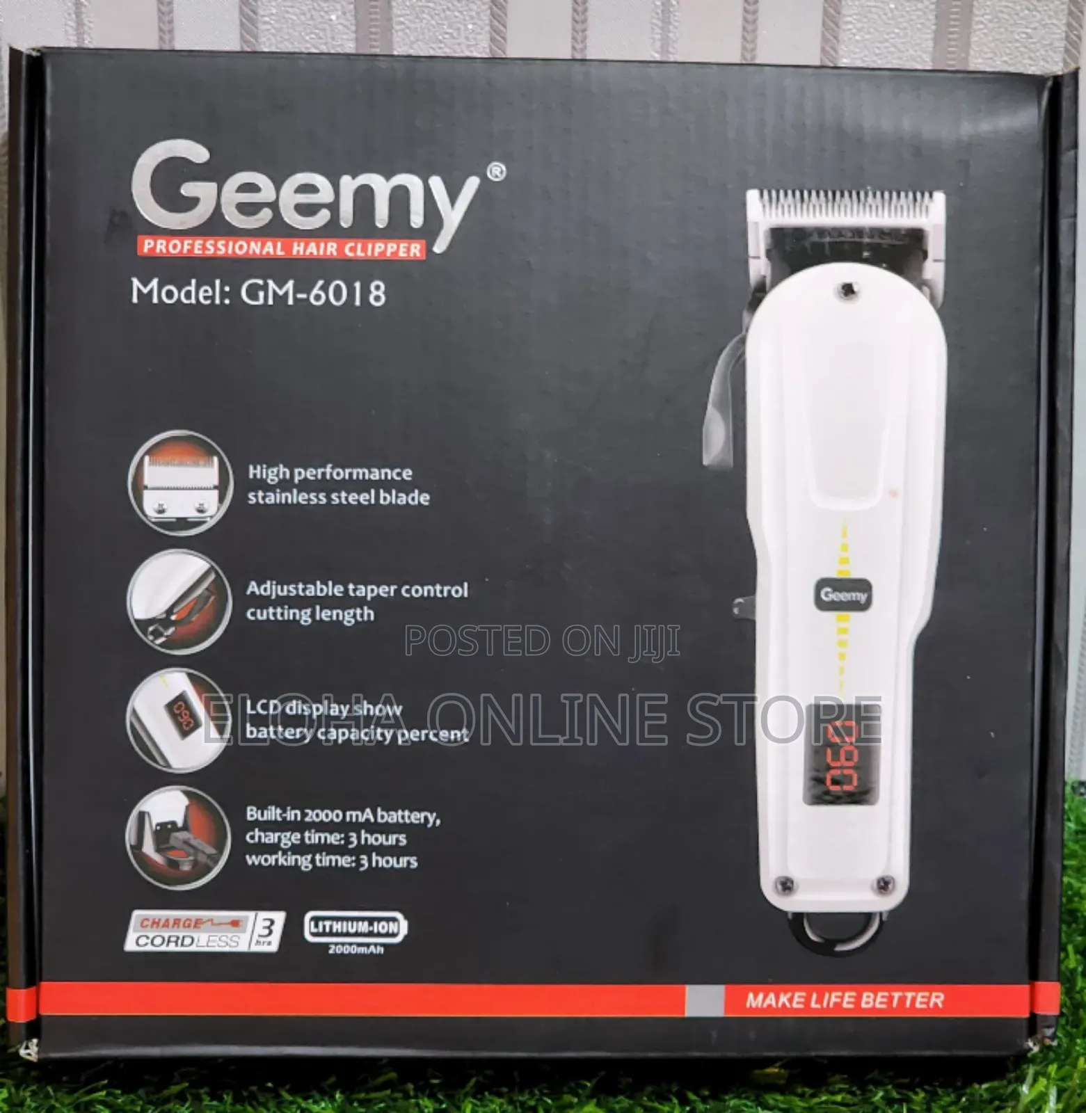 Geemy 6018 Stainless Steel Blade Rechargeable Clipper