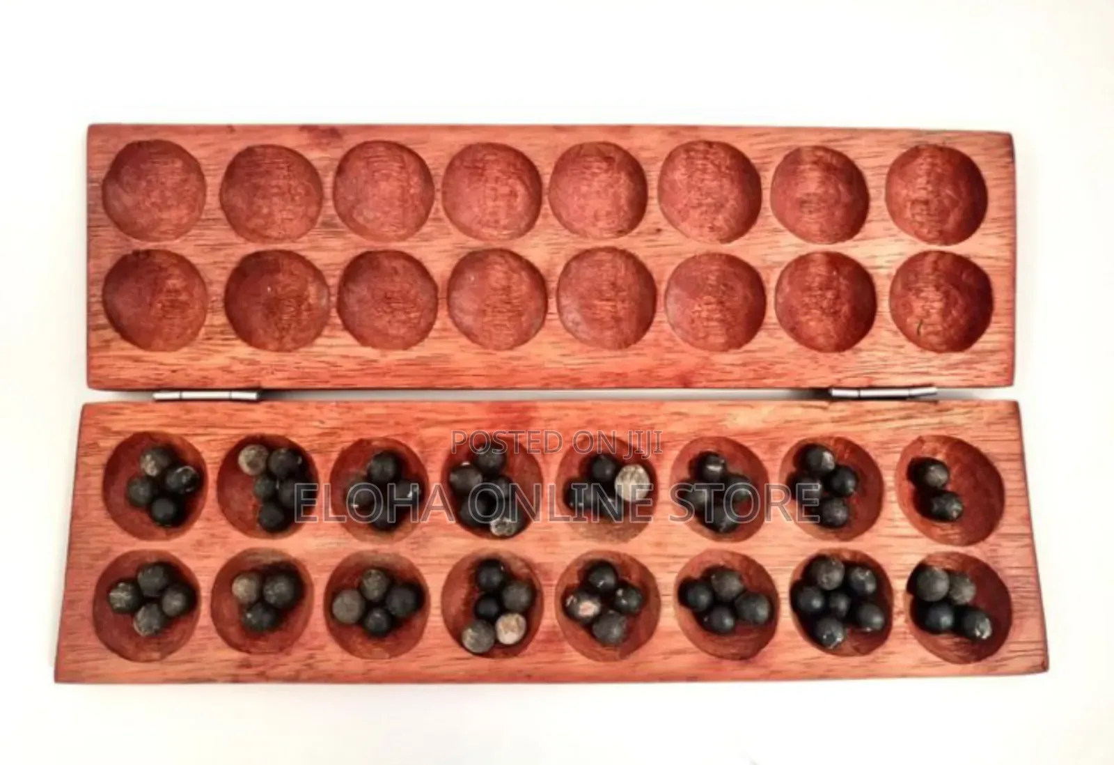 Hand-Made Omweso Board Game With Natural Black Seeds 5
