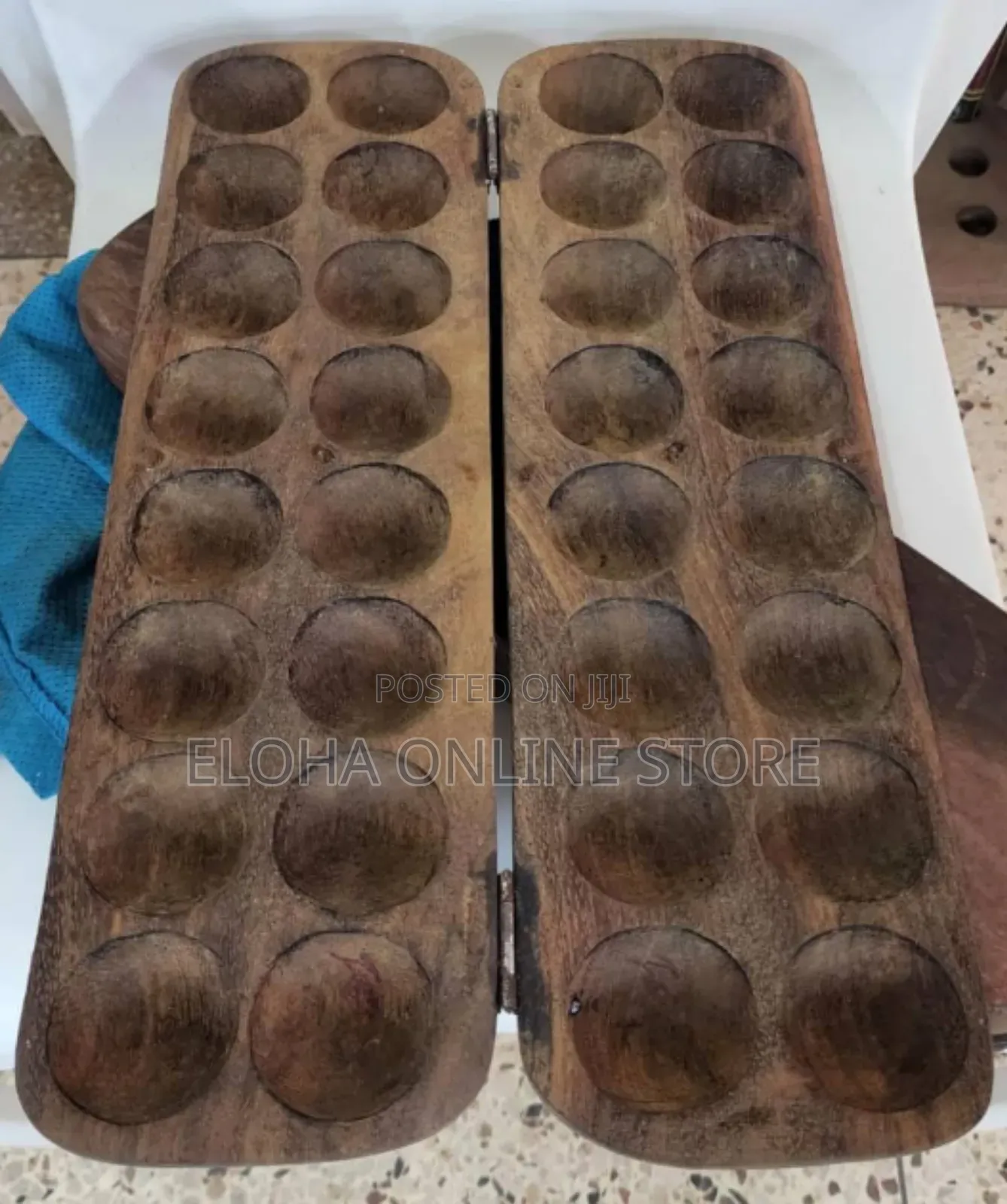 Hand-Made Omweso Board Game With Natural Black Seeds 5