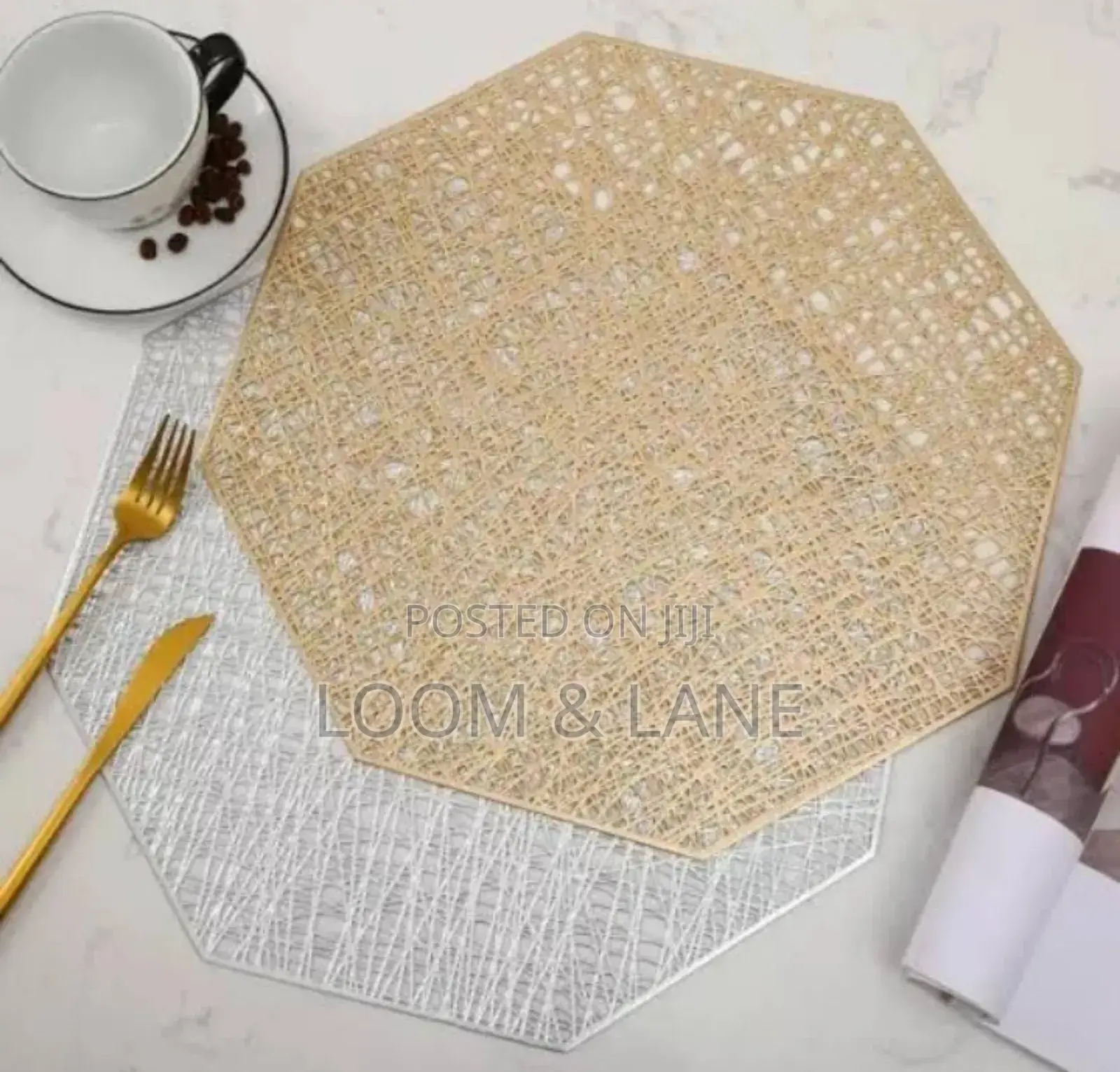 Gold Octagonal Woven Placemats