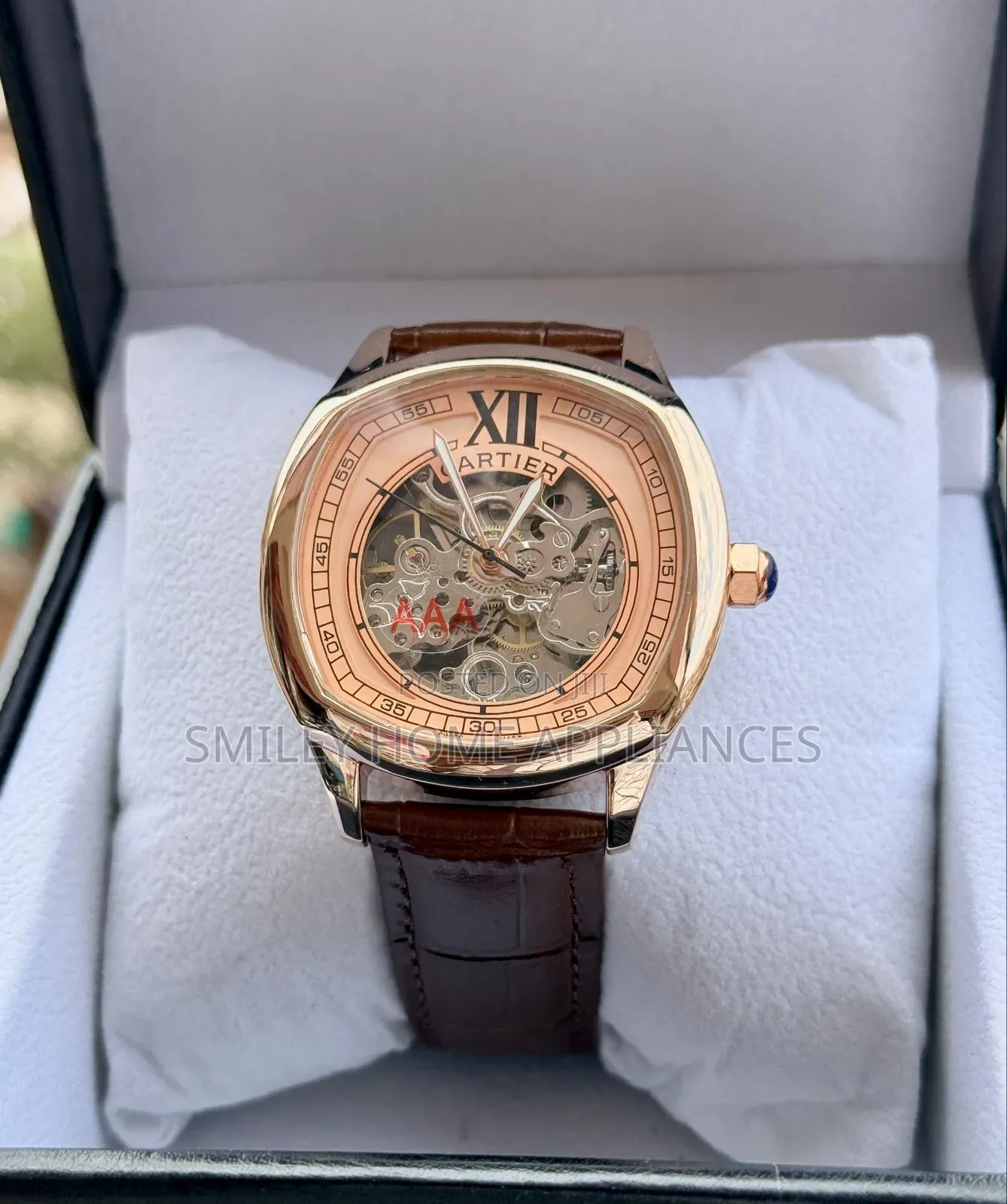 Leather Strapped Men's Cartier Original Wrist Time Piece